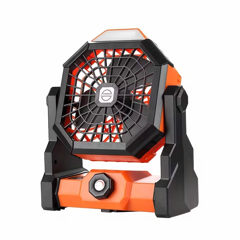 Portable Camping Fan - LED Light, USB Rechargeable, 7800mAh, 270° Adjustable