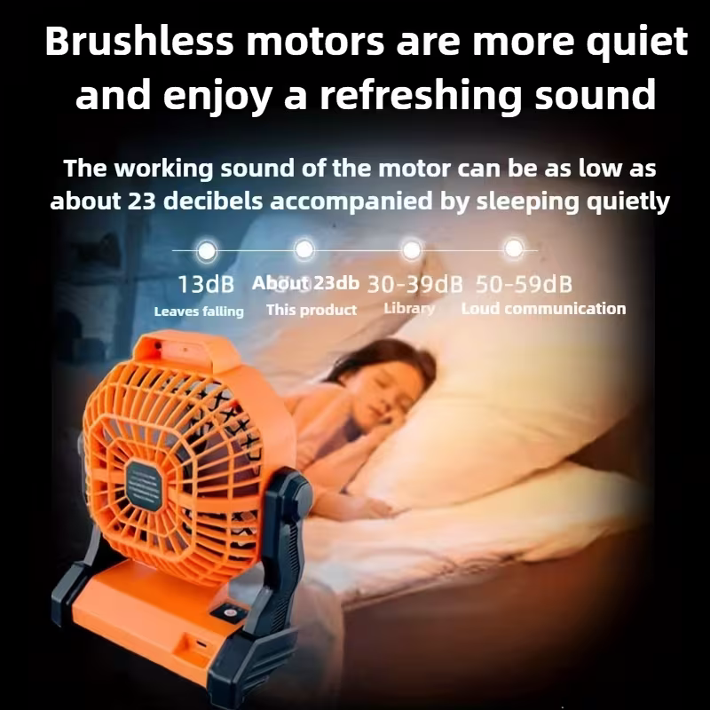 Portable Camping Fan - LED Light, USB Rechargeable, 7800mAh, 270° Adjustable