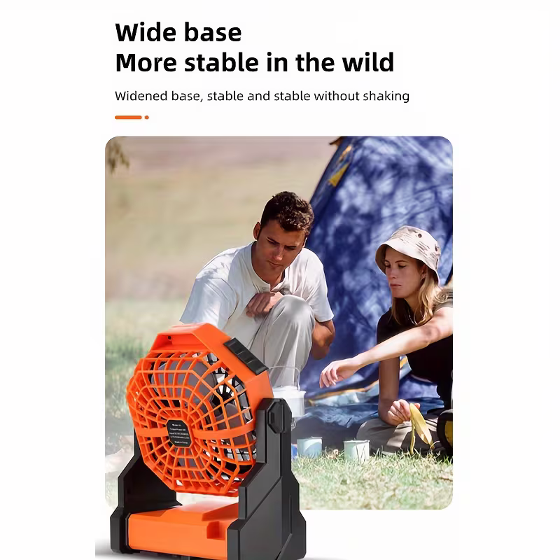 Portable Camping Fan - LED Light, USB Rechargeable, 7800mAh, 270° Adjustable