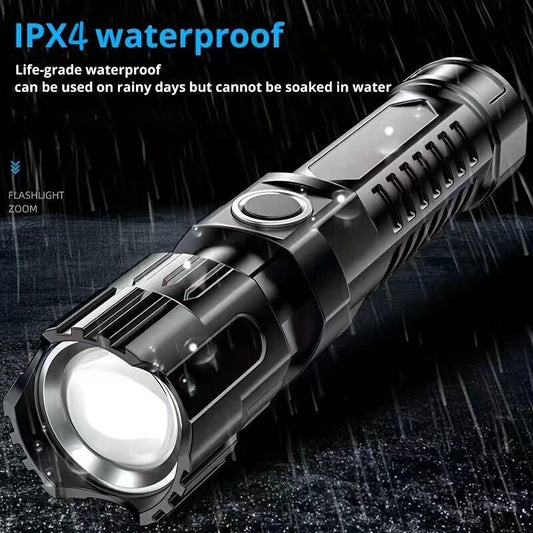 1 USB rechargeable flashlight, ultra-bright LED handheld outdoor emergency light, with telescopic zoo