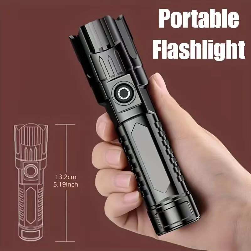 1 USB rechargeable flashlight, ultra-bright LED handheld outdoor emergency light, with telescopic zoo