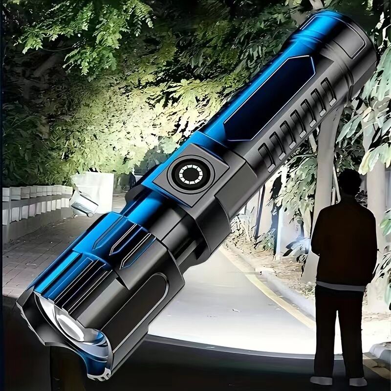1 USB rechargeable flashlight, ultra-bright LED handheld outdoor emergency light, with telescopic zoo