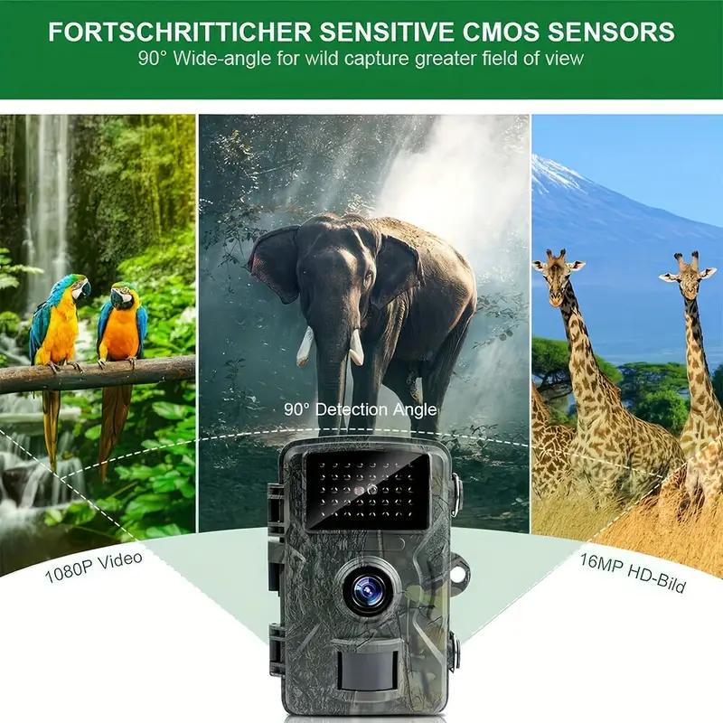 Hiking and hunting camera with night vision function, high-definition, 0.8s trigger, 120 ° wide-angle lens, used for outdoor camping, wildlife...