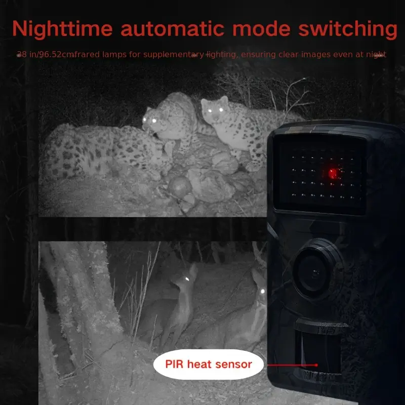 Hiking and hunting camera with night vision function, high-definition, 0.8s trigger, 120 ° wide-angle lens, used for outdoor camping, wildlife...
