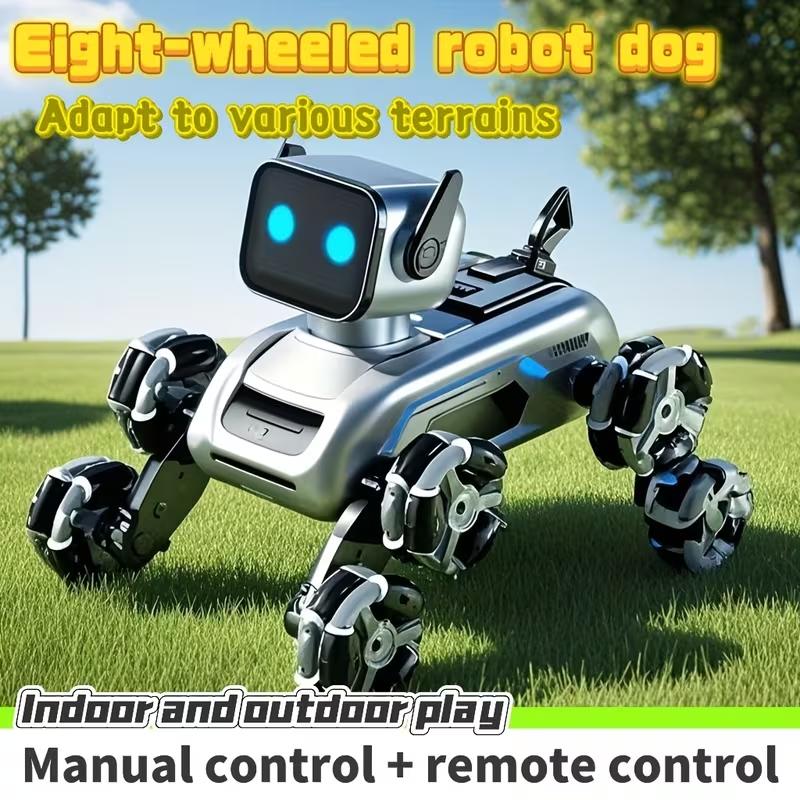 Eight-Wheeled Robotic Dog: Flexible Limbs, Adapts to Various Terrains. Indoor & Outdoor Fun Toy (No Feeding Required), A New Robotic Companion,...