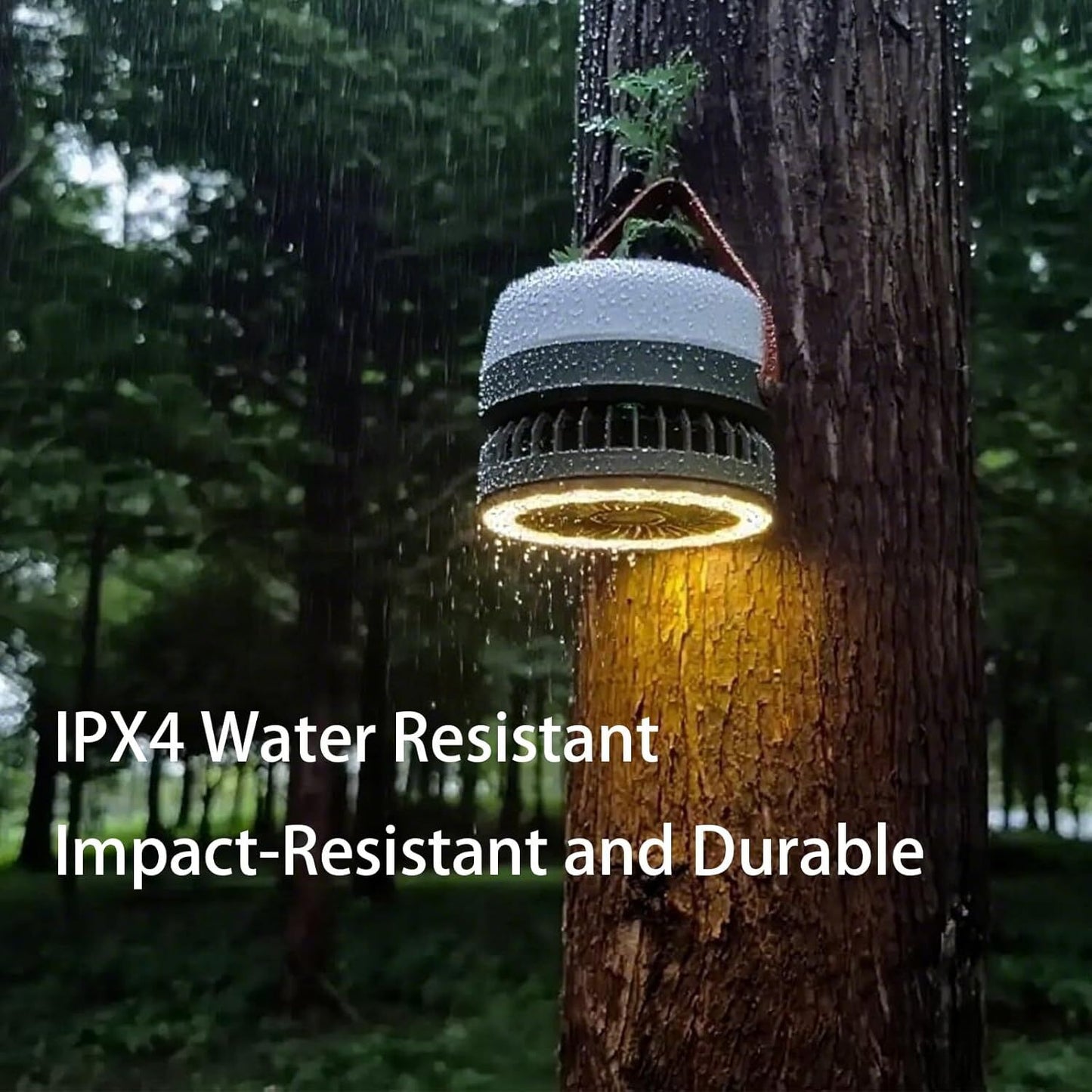 Camping Light with Fan, Portable Hanging Lamp for Tent, IPX4 Waterproof, 4 Mode Light Camping Lantern and 3 -Speed Quiet Fan,USB & Auxiliary Solar...