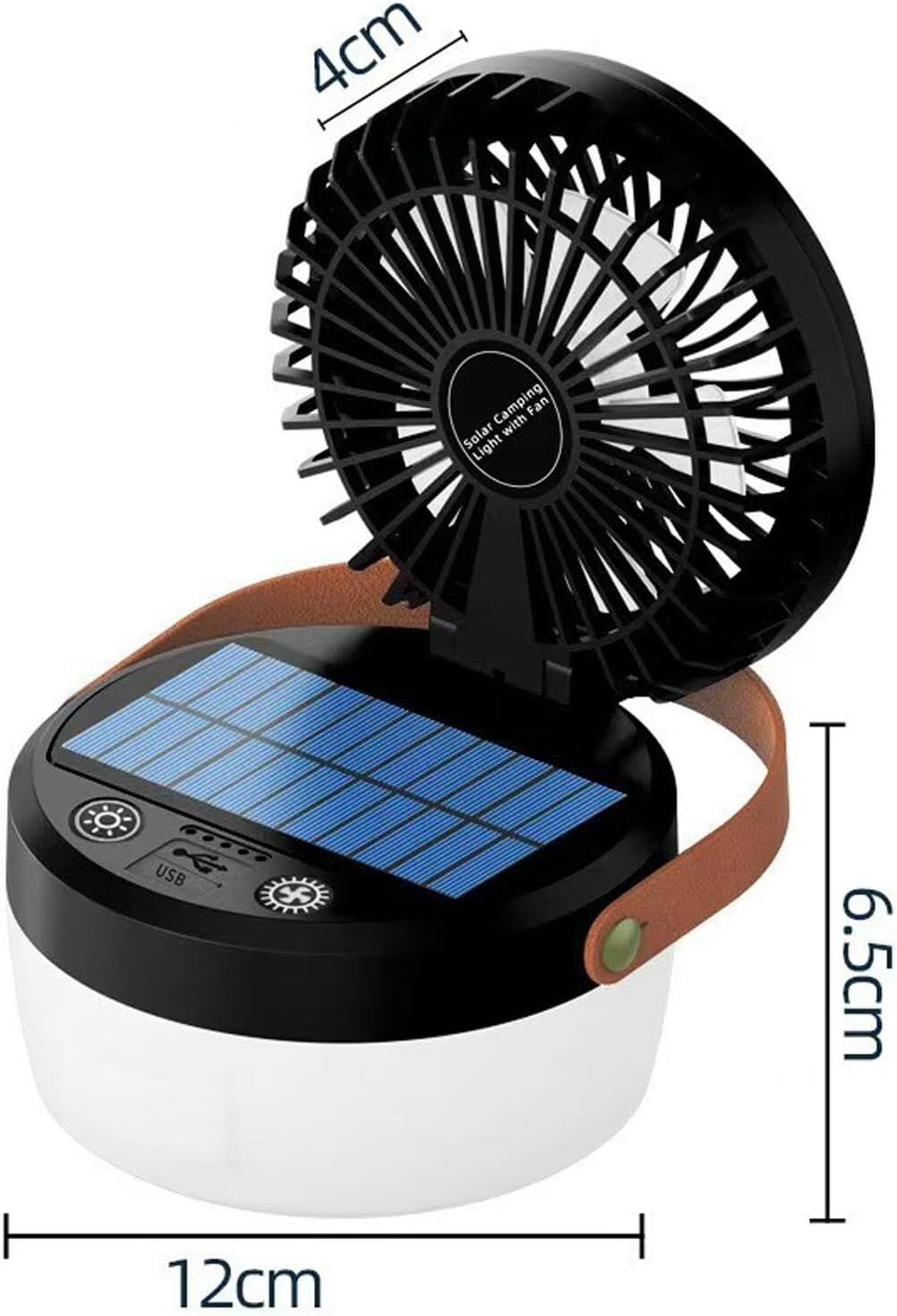 Camping Light with Fan, Portable Hanging Lamp for Tent, IPX4 Waterproof, 4 Mode Light Camping Lantern and 3 -Speed Quiet Fan,USB & Auxiliary Solar...