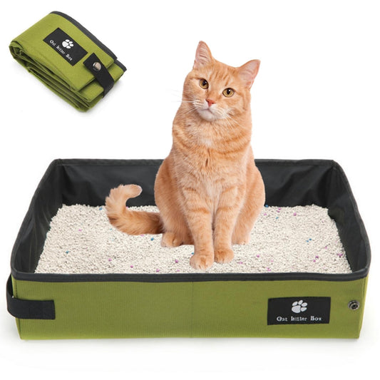 Portable Foldable Cat Litter Box – Waterproof, Leak-Proof Travel Cat Toilet with Large Opening, Ideal for Camping, Hotel Stays, Road Trips (Green)