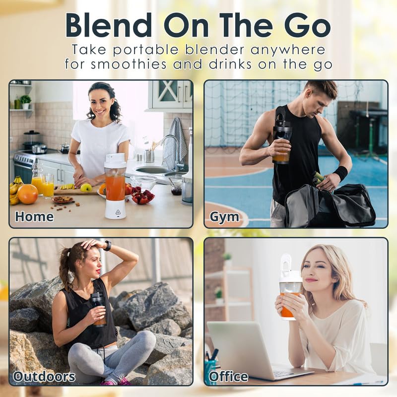 Portable Blender with 360W Motor – Wireless 24oz Juicer, USB-C Rechargeable, Self-Cleaning, 6-Blade, BPA-Free (Black) | Other Colors Available in Store