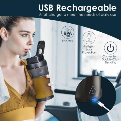 Portable Blender with 360W Motor – Wireless 24oz Juicer, USB-C Rechargeable, Self-Cleaning, 6-Blade, BPA-Free (White Transparent) | Other Colors Available in Store