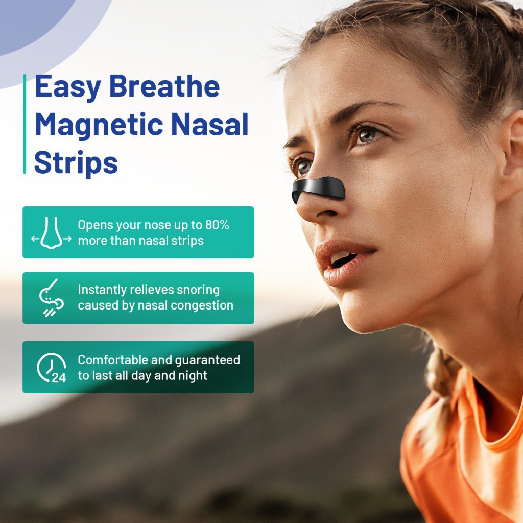Black Magnetic Nasal Strips Kit (30-Day Supply): Breath Support with Reusable Bands & Adhesive Tabs – Enhance Oxygen Flow, Reduce Snoring, Improve...