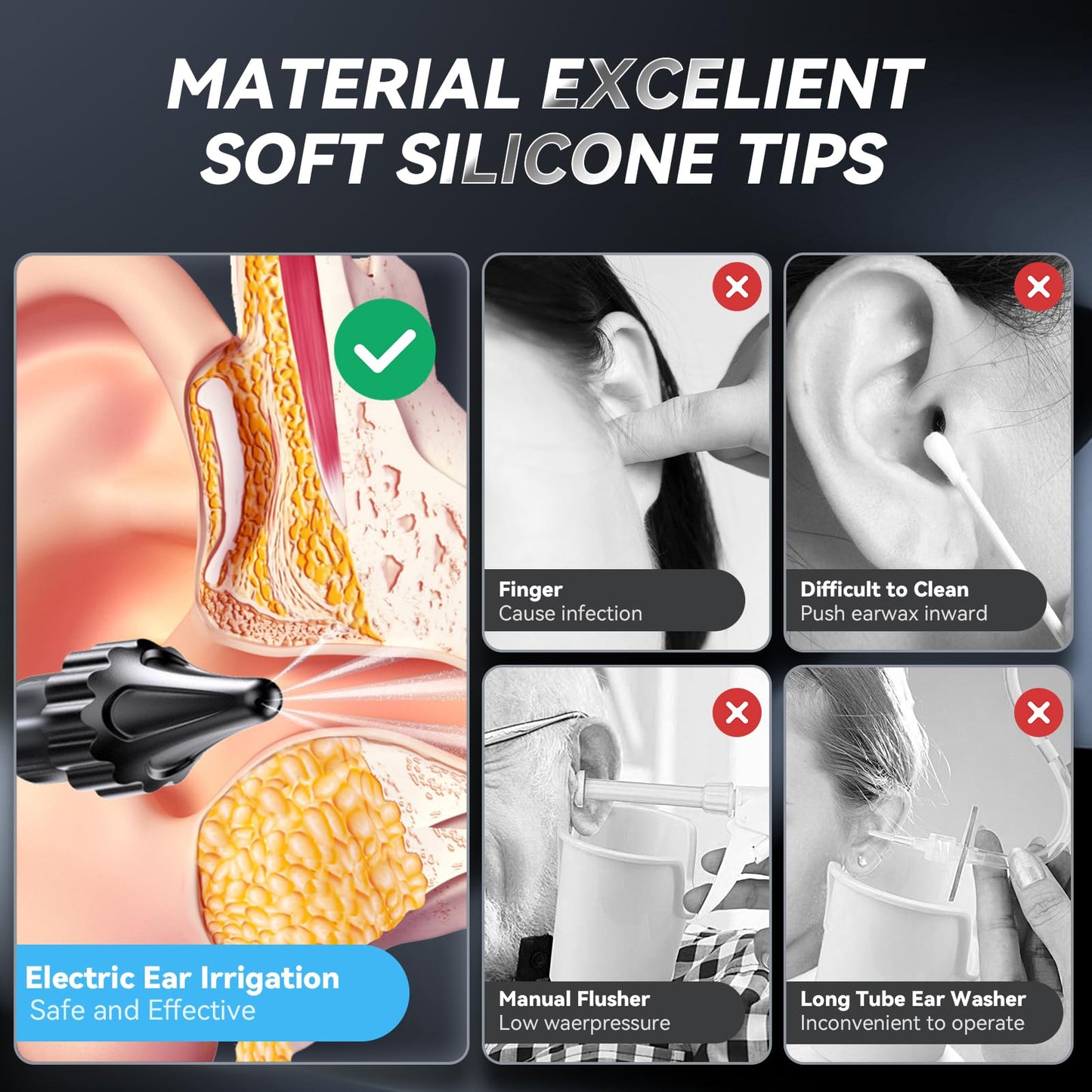 Electric Ear Cleaner with 5 Modes – Rechargeable Ear Irrigator with LCD Display, Foldable Nozzle, and Soft Silicone Tips for Safe Earwax Removal at...
