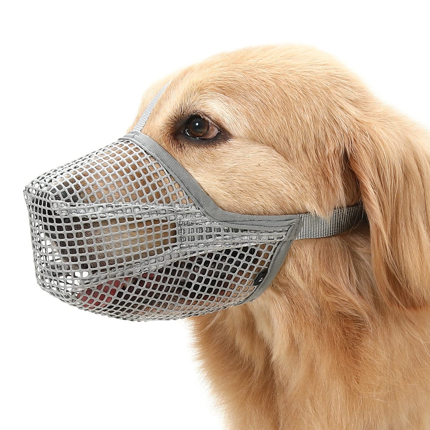 Soft Mesh Dog Muzzle for Small Medium Large Dogs – Breathable Adjustable Anti-Bite Chewing Guard with Overhead Strap – Fits Labrador, German...