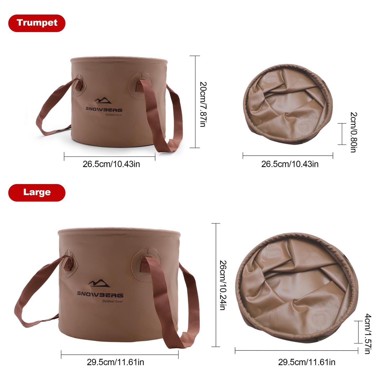 Multi-Use Collapsible Bucket – Foldable Camping Container with Dual Handles, 10L/20L Capacity, Supports 22 lbs or 44 lbs, Waterproof PVC Mesh for...