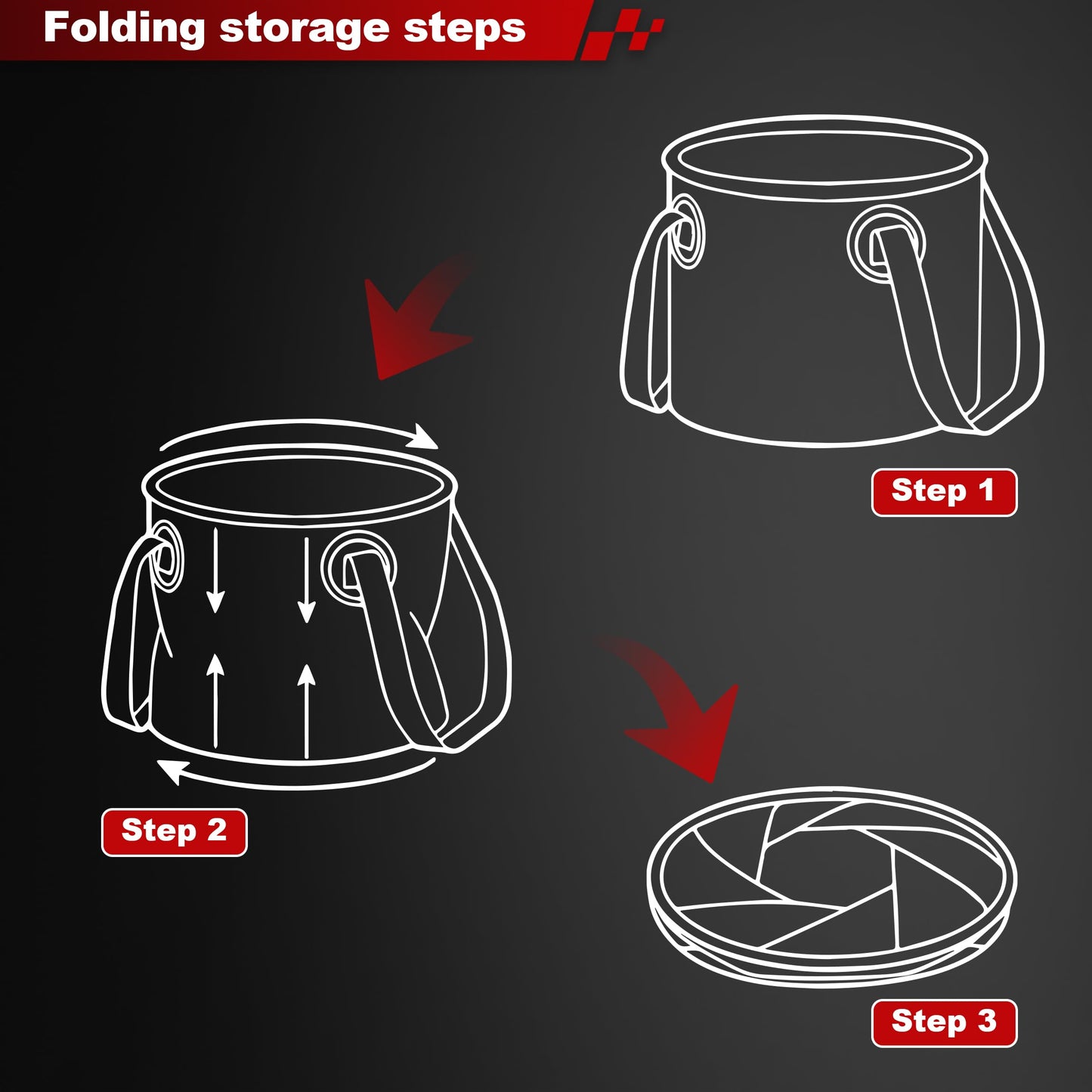 Multi-Use Collapsible Bucket – Foldable Camping Container with Dual Handles, 10L/20L Capacity, Supports 22 lbs or 44 lbs, Waterproof PVC Mesh for...