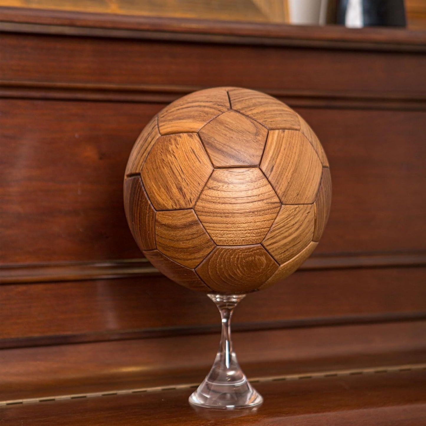Handcrafted Wooden Football Puzzle – 3D Mortise and Tenon Soccer Ball Assembly Kit | Solid Teak, Walnut | DIY Gift for Adults, Kids & Football Fans