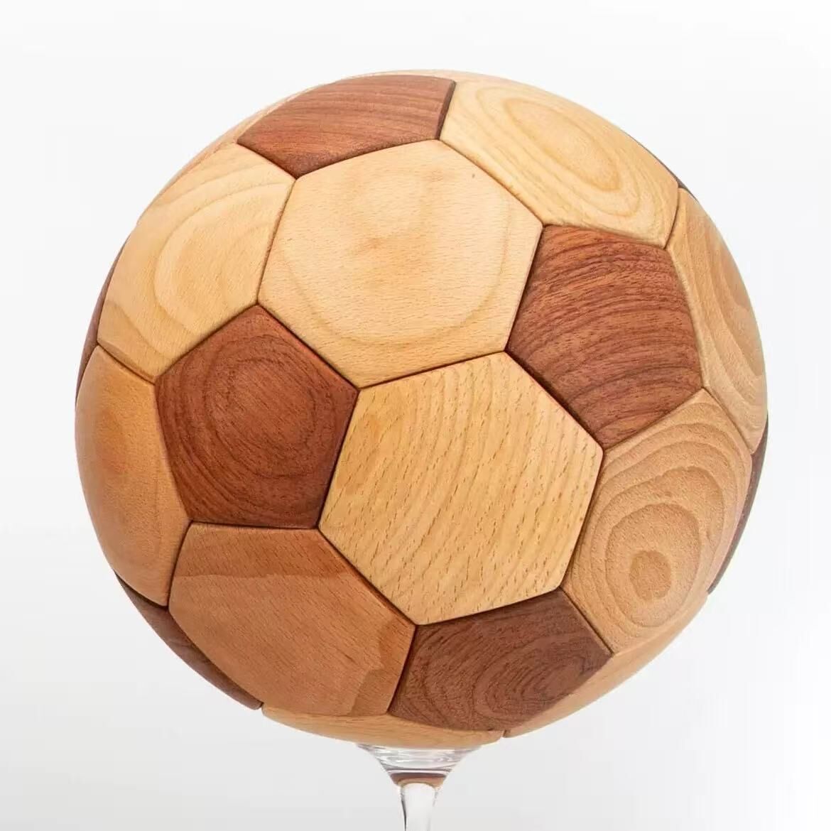 Handcrafted Wooden Football Puzzle – 3D Mortise and Tenon Soccer Ball Assembly Kit | Solid Teak, Beech Wood | DIY Gift for Adults, Kids & Football...