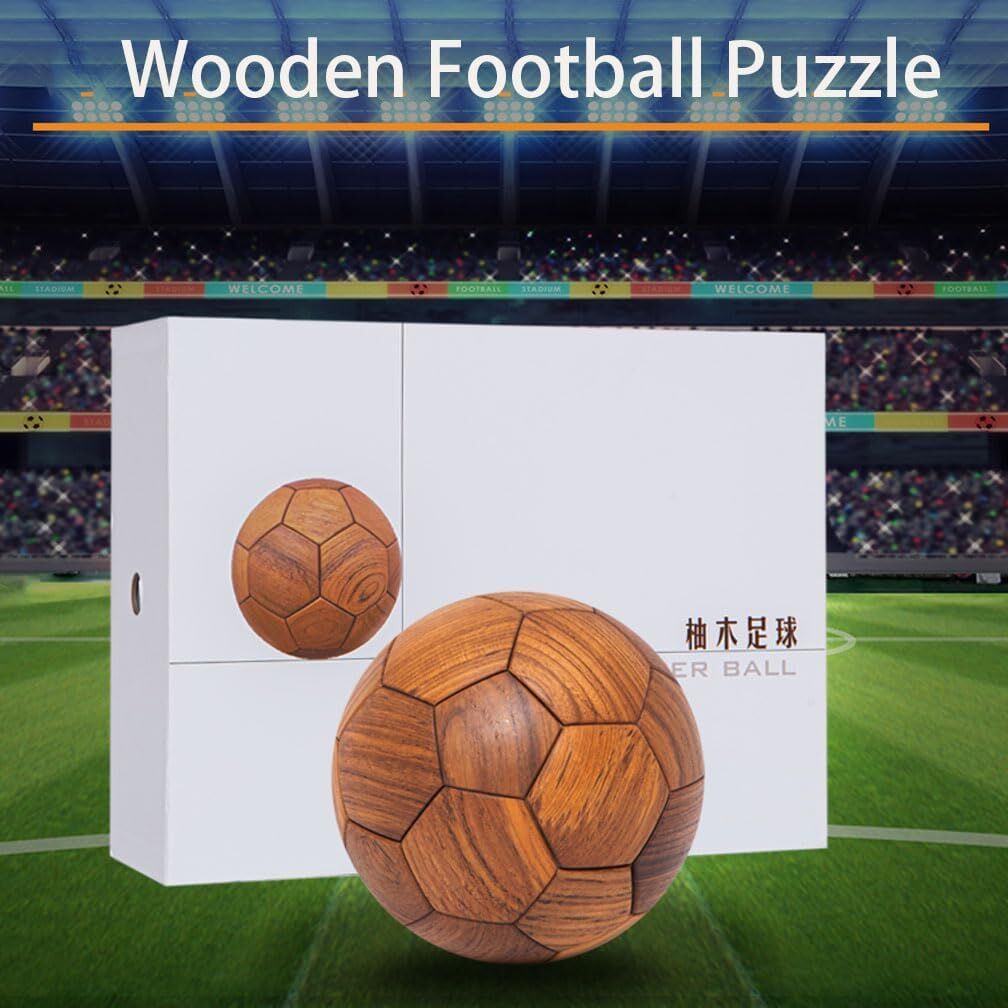 Handcrafted Wooden Football Puzzle – 3D Mortise and Tenon Soccer Ball Assembly Kit | Solid Teak, Beech Wood | DIY Gift for Adults, Kids & Football...