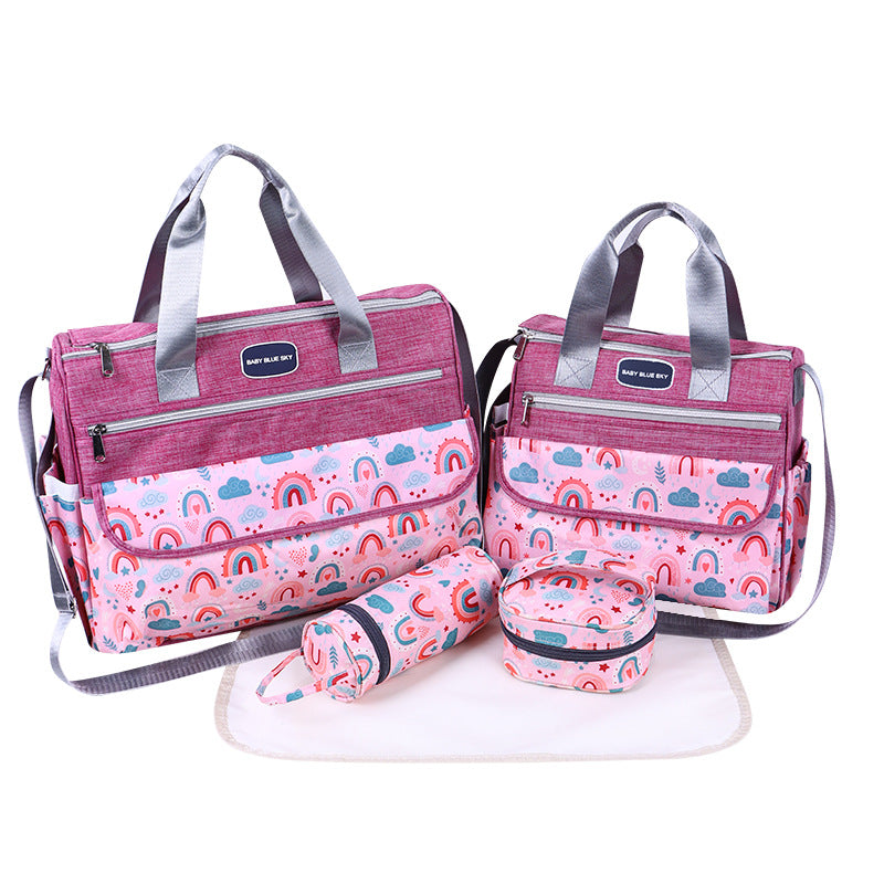 Newborn Diaper Bag Set with Changing Pad – 4-Piece Baby Organizer, Large Capacity Mom Backpack, Insulated Bottle Sleeve & Lunch Bag, Travel Diaper...