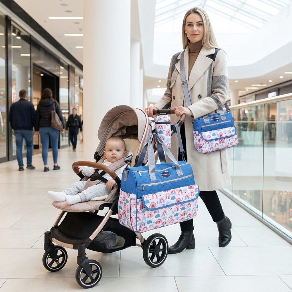 Newborn Diaper Bag Set with Changing Pad – 4-Piece Baby Organizer, Large Capacity Mom Backpack, Insulated Bottle Sleeve & Lunch Bag, Travel Diaper...