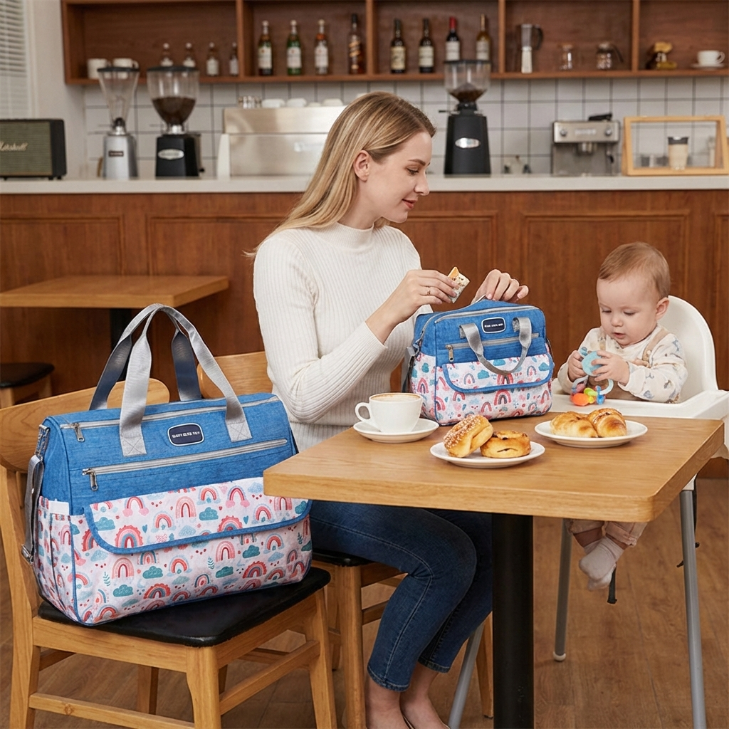 Newborn Diaper Bag Set with Changing Pad – 4-Piece Baby Organizer, Large Capacity Mom Backpack, Insulated Bottle Sleeve & Lunch Bag, Travel Diaper...