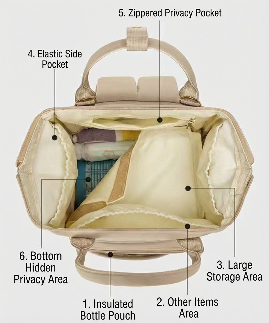 Stylish Mom Backpack with Insulated Bottle Pocket – Multi-Compartment Diaper Bag, Anti-Theft Phone Pocket, Large Capacity Baby Organizer, Travel...