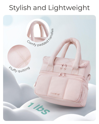 Double-Layer Insulated Lunch Bag with Quilted Design – 11.8L Cooler Tote for Work, Picnics & Travel (Beige) | Other Colors Available In-Store