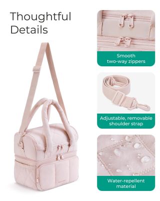 Double-Layer Insulated Lunch Bag with Quilted Design – 11.8L Cooler Tote for Work, Picnics & Travel (Camel) | Other Colors Available In-Store