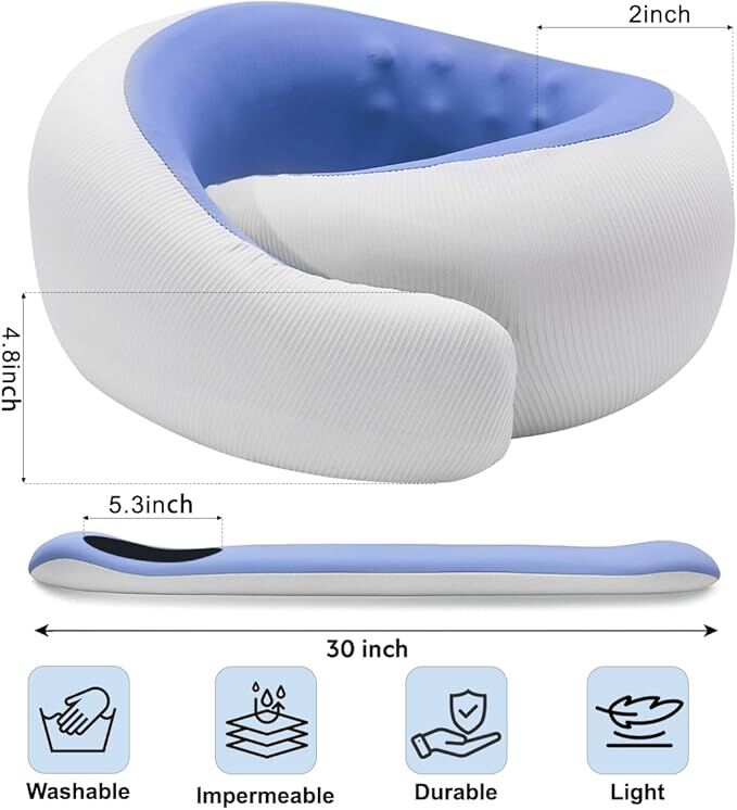 Memory Foam Travel Neck Pillow - Cooling Fabric for Airplanes & Long Flightsr