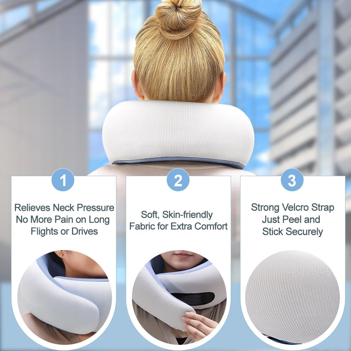 Memory Foam Travel Neck Pillow - Cooling Fabric for Airplanes & Long Flightsr