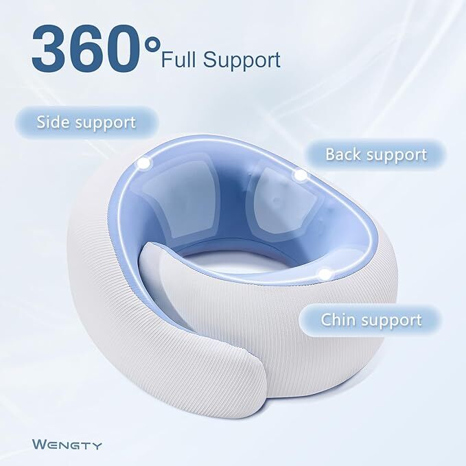 Memory Foam Travel Neck Pillow - Cooling Fabric for Airplanes & Long Flightsr