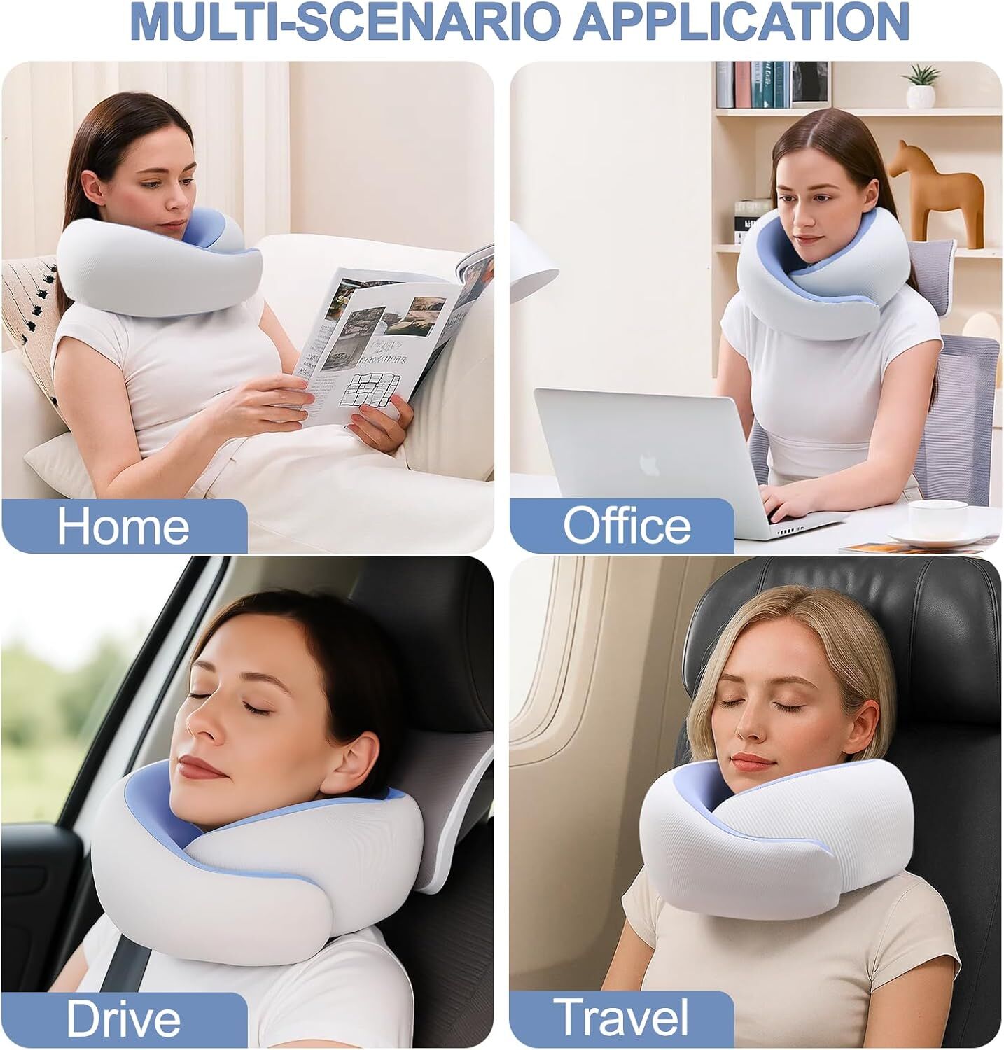 Memory Foam Travel Neck Pillow - Cooling Fabric for Airplanes & Long Flightsr