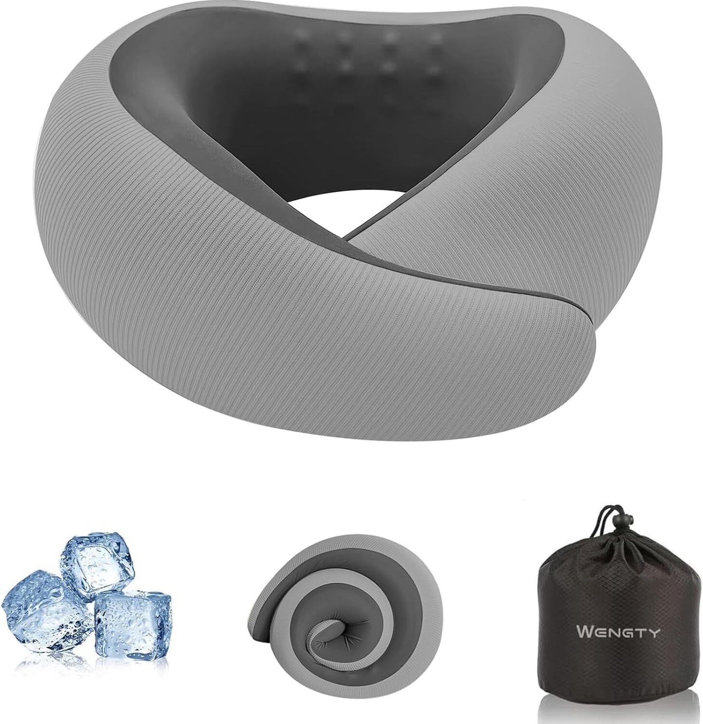 Memory Foam Travel Neck Pillow - Cooling Fabric for Airplanes & Long Flightsr