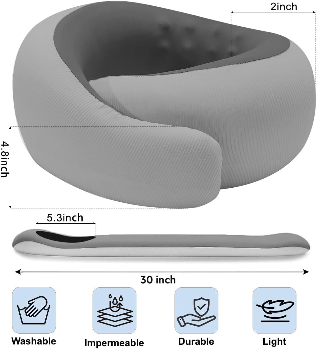 Memory Foam Travel Neck Pillow - Cooling Fabric for Airplanes & Long Flightsr