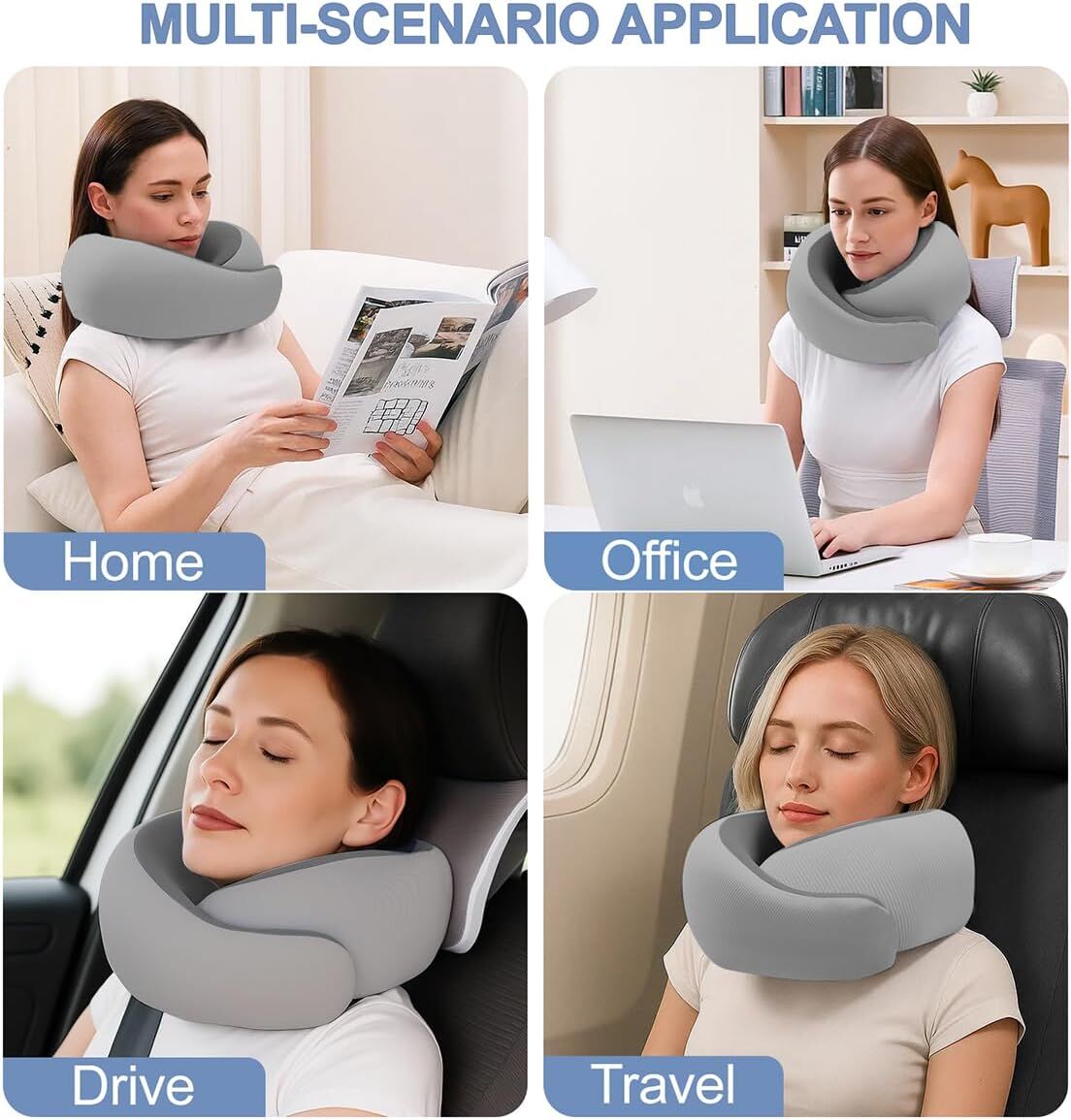 Memory Foam Travel Neck Pillow - Cooling Fabric for Airplanes & Long Flightsr