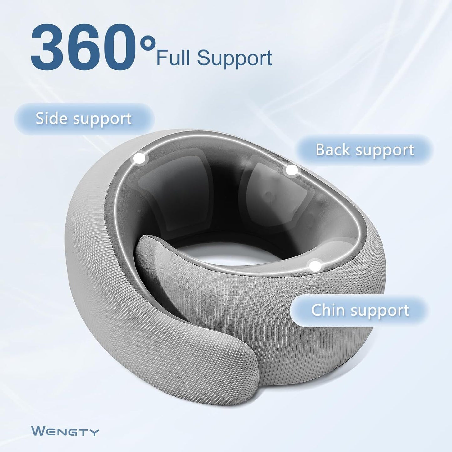 Memory Foam Travel Neck Pillow - Cooling Fabric for Airplanes & Long Flightsr