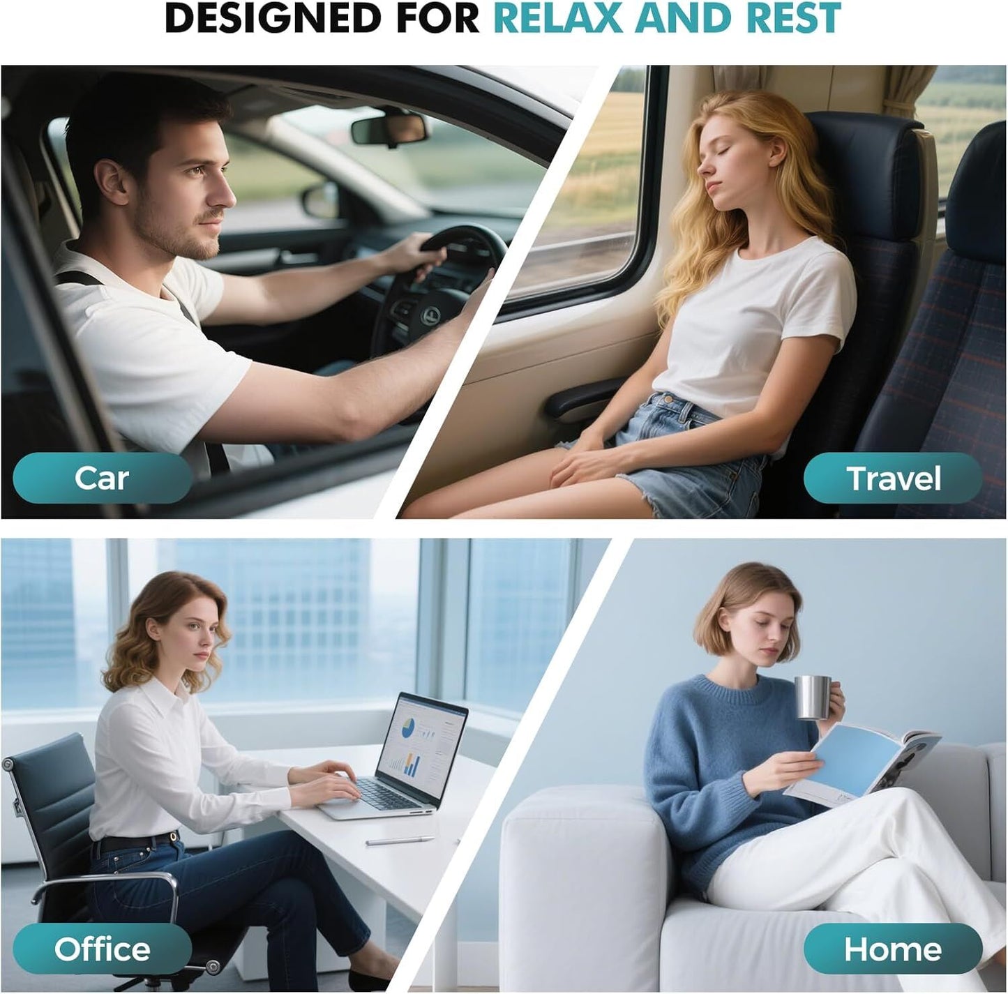 Travel Neck Pillows for Airplanes - 360° Ergonomic Memory Foam Travel Pillow - Relief Neck Pain with Breathable Support for Long Flights, Car,...