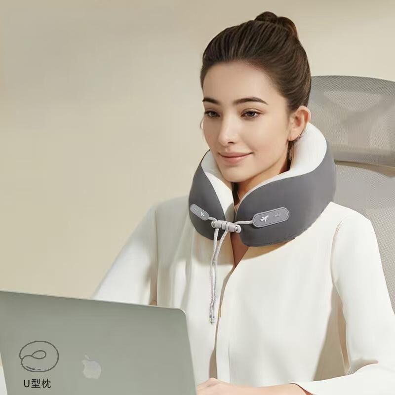 Memory Foam Travel Neck Pillow - Cooling Fabric for Airplanes & Long Flightsr