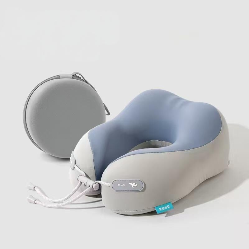 Memory Foam Travel Neck Pillow - Cooling Fabric for Airplanes & Long Flightsr