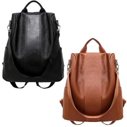 Women's Backpack Women's Leather Backpack School Bag Black/Brown Large Capacity All Match Fashion 1st Black