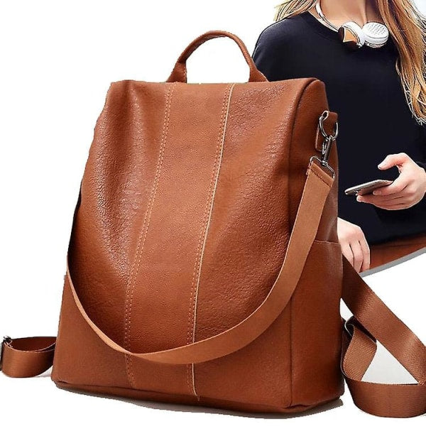 Women's Backpack Women's Leather Backpack School Bag Black/Brown Large Capacity All Match Fashion 1st Black