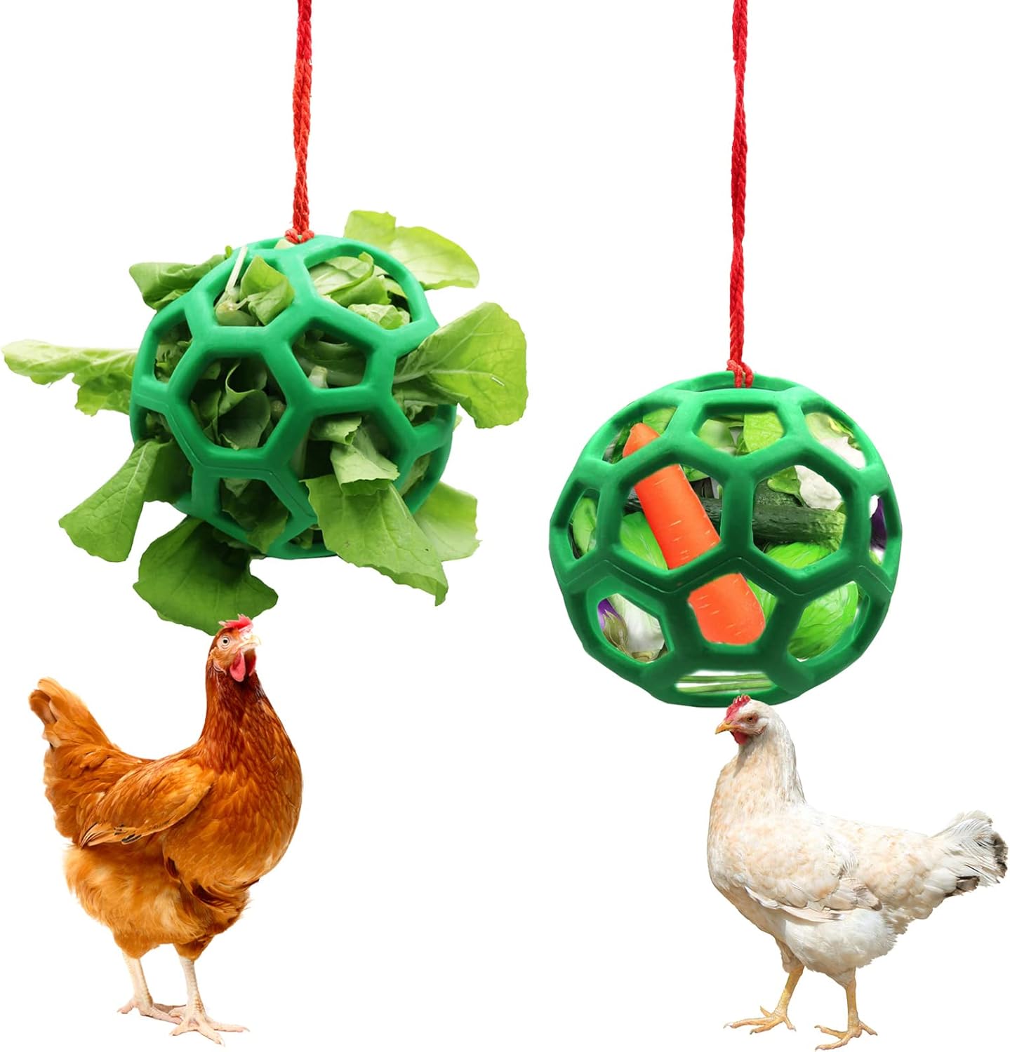 2pcs Chicken Vegetable Feeder Ball Hanging Feeding Toy, Poultry Fruit Holder Chicken Cabbage Feeder Treat Feeding Tool