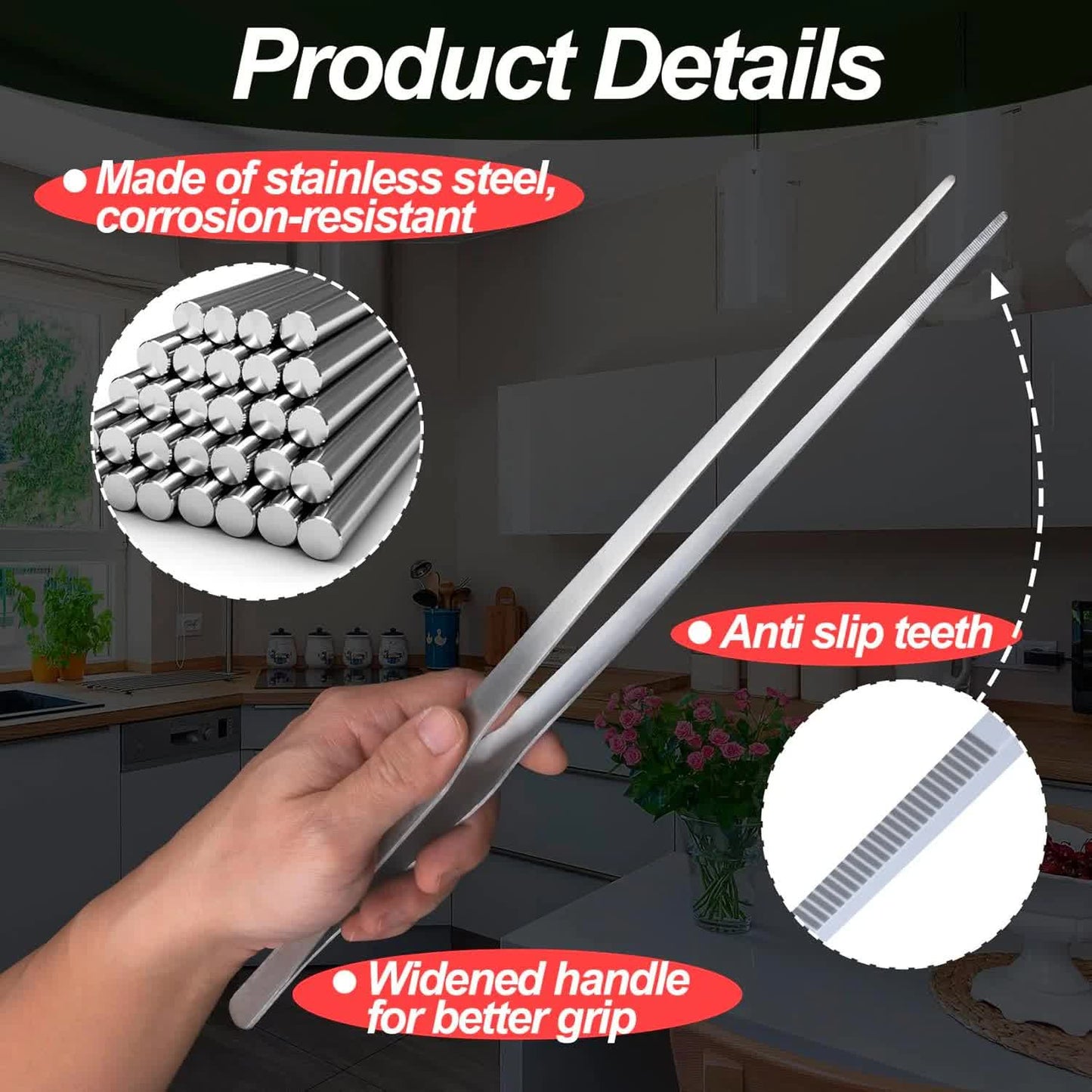 Extra-Long 15 inch Tongs Tweezers with Precision Serrated Tips Heavy Duty Stainless Steel Straight Aquarium Fishtank Tweezers Polished for Garden,...