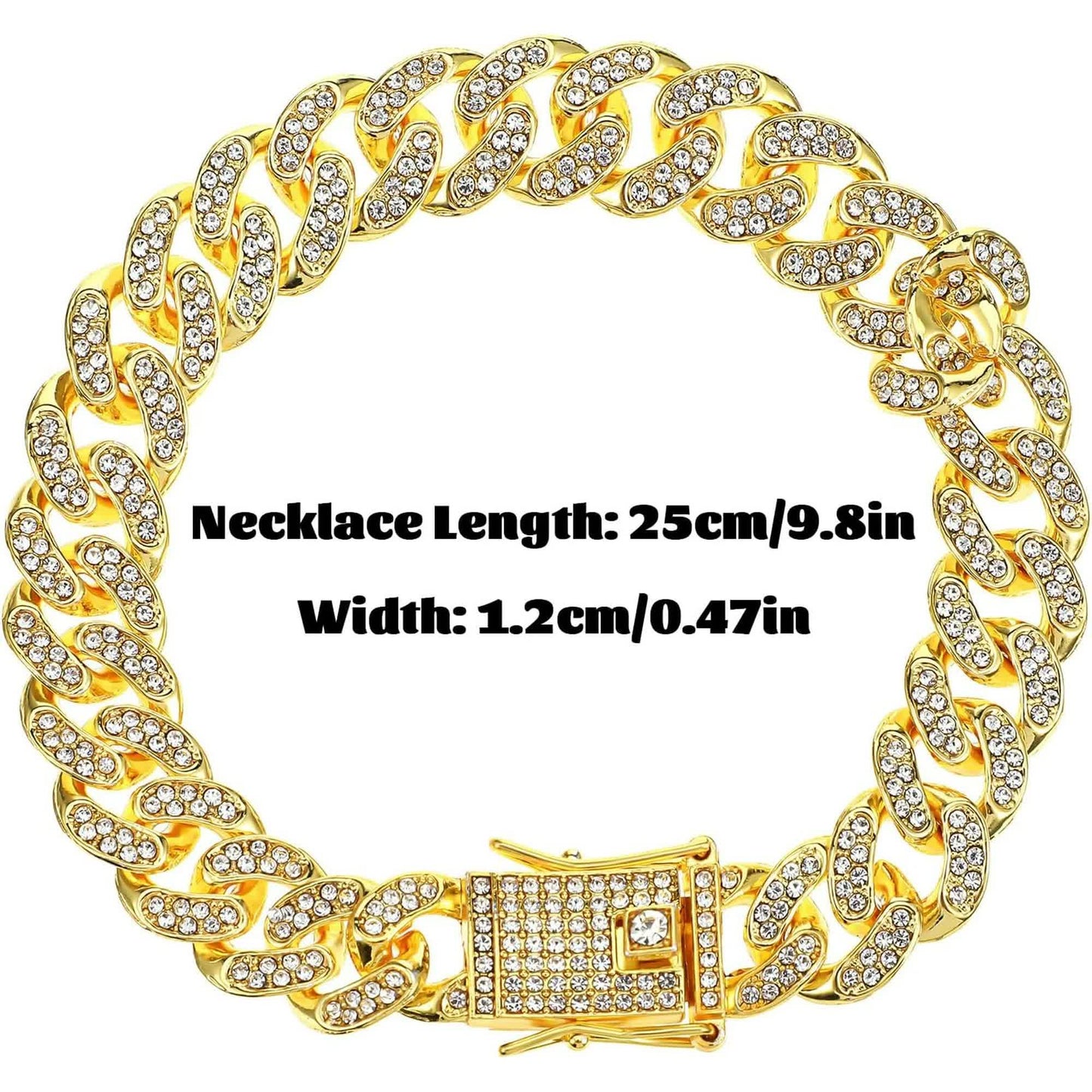 Chain Collar for Dog Diamond Cuban Link Dog Collar 13mm Wide Pet Cuban Style Collar Metal Cat Chain Pet Crystal Collar Jewelry Accessories for...