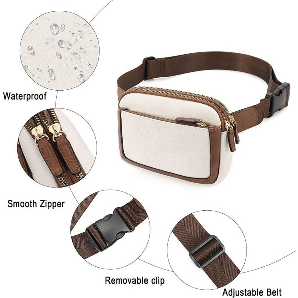 Women Black Crossbody Waist Bag PU Leather Belt Bag Travel Bag