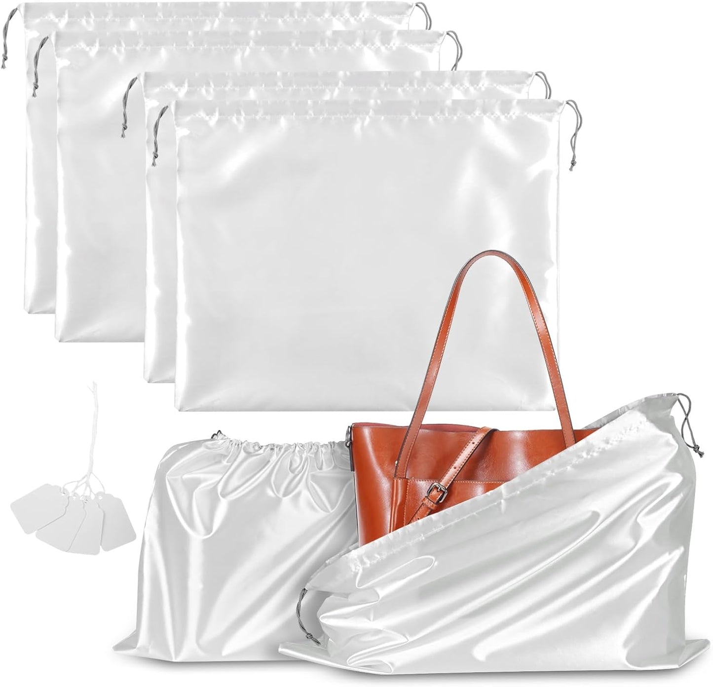4 Pack Dust Bags for Handbags, Dust Cover Bag for Handbags Purses Cloth Shoes, Silk Large & Middle Daily Travel Storage Pouch Dustproof Drawstring...