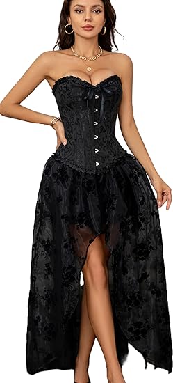 Black Lace Waist Push Up Corset Top Bustier Bodysuit Shapewear for Women
