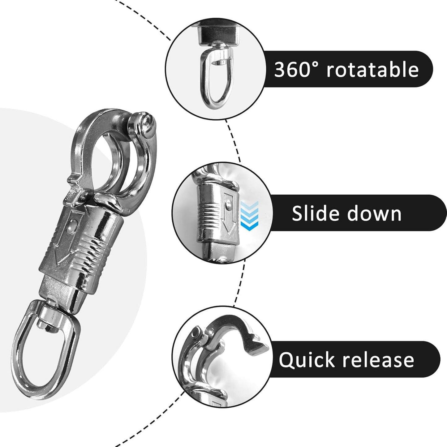 Ackron Panic Snap，Quick Release U-Type Snap Quick Release Clip Suitable for Lead Ropes Tie Offs Rotatable Eye Quick Release Buckle Clips Animals...