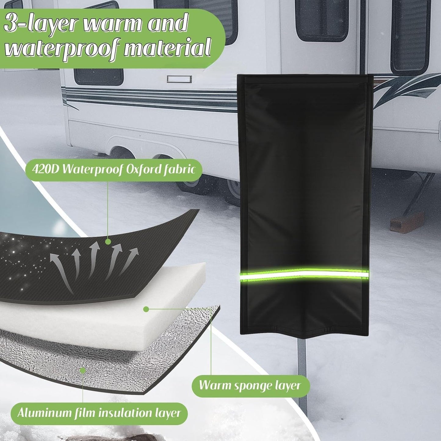 Insulated Outdoor Faucet Covers, 28”H x 15”W Reusable Easy On Cover Sock with Reflect Strip for Winter RV Park Yard Hydrant Freeze Protection...