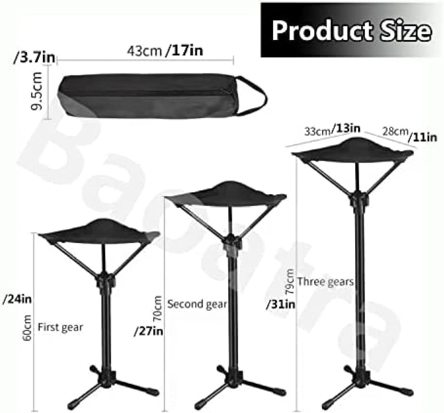 Portable Telescopic Stool - Lightweight Folding Chair for Camping & Fishing - Height Adjustable, Single Leg Tripod Seat - Foldable & Compact Design